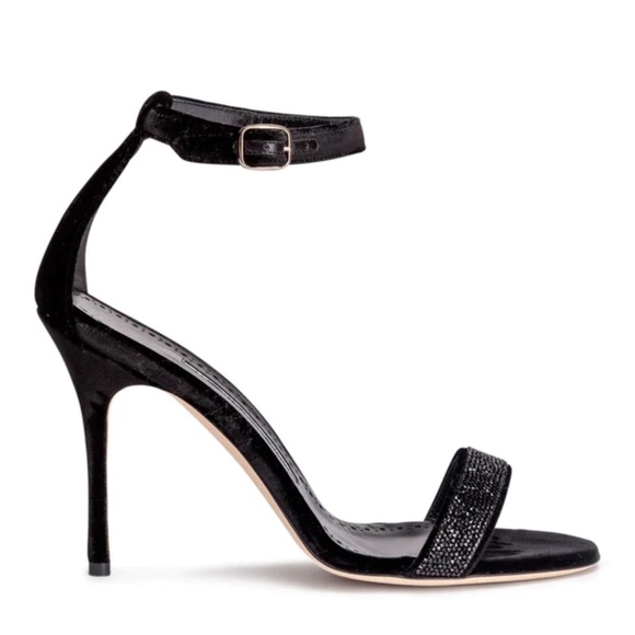 Manolo Blahnik CHAOS CRYSTALROCK Black Satin Sandals Size: 11 | IT 41 - Picture 10 of 16